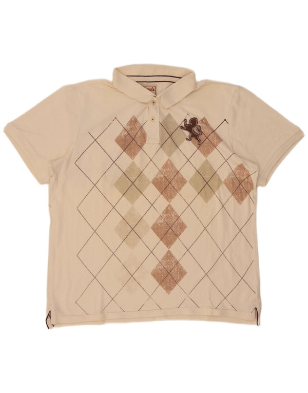 Kenvelo herre poloshirt 2XL Beige Argyle/Diamond Bomuld