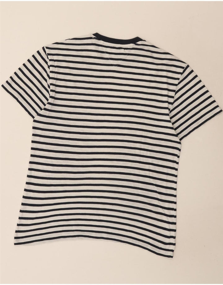 Tommy Hilfiger Herre T-Shirt Top Medium Hvid Stribet