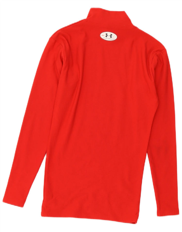 Under Armour Dame Cold Gear Top Langærmet UK 8 Lille Rød Nylon