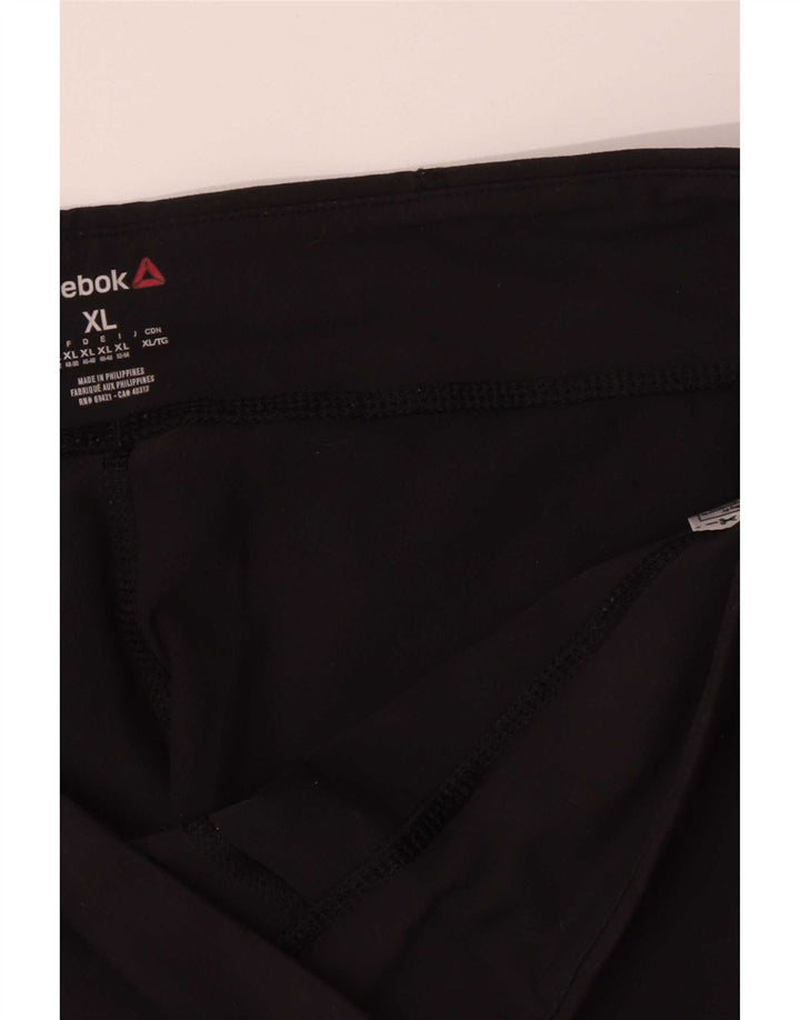 Reebok Dame Capri Leggings UK 18 XL Sort Nylon