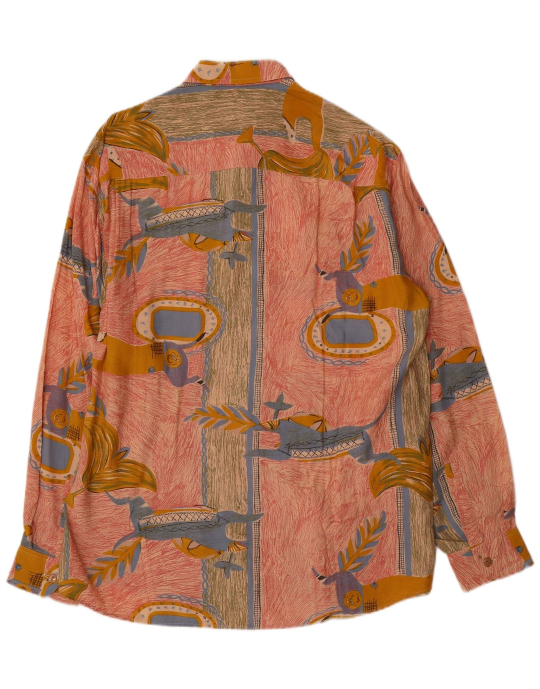 Vintage herre abstrakt mønster skjorte stor pink