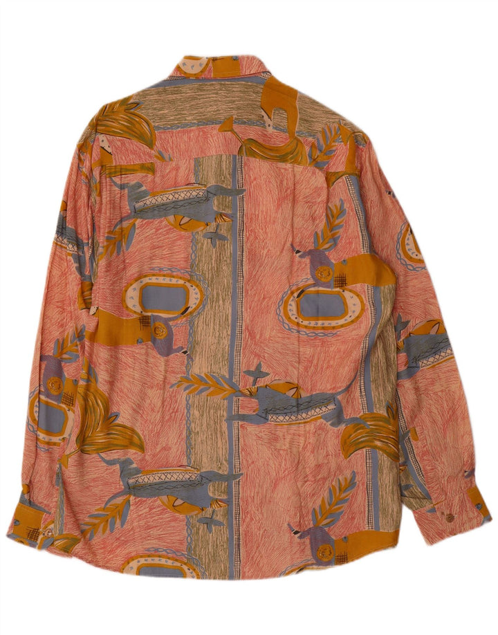 Vintage herre abstrakt mønster skjorte stor pink