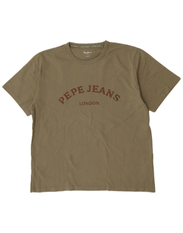 PEPE Jeans Herre Regular Graphic T-Shirt Top XL Khaki Bomuld