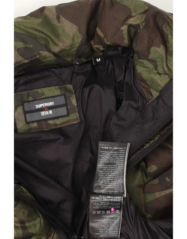 Superdry Polstret hættejakke til mænd UK 38 Medium Green Camouflage Polyester