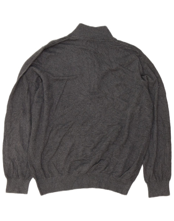 L.L.Bean Mens Regular Fit Zip Neck Jumper Sweater Medium Grey Classic