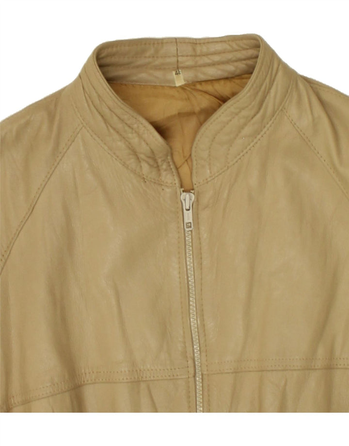 VINTAGE Womens Leather Jacket IT 48 XL Beige Vintage Vintage and Second-Hand Vintage from Messina Hembry 