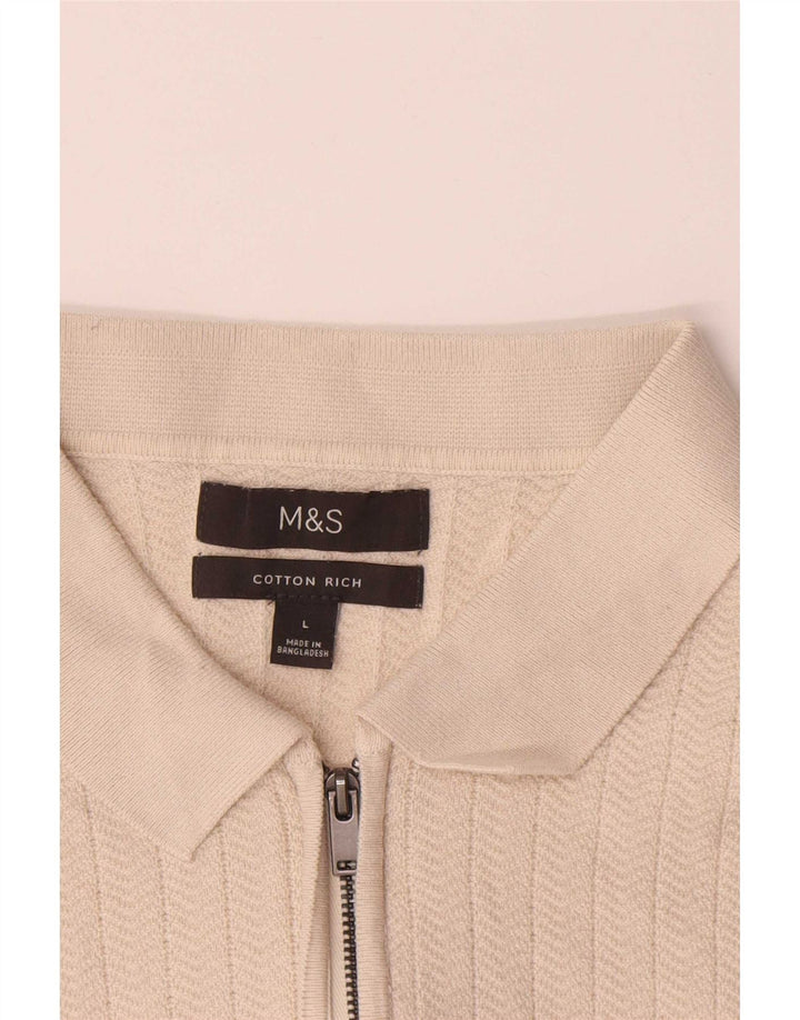 Marks & Spencer Poloshirt til mænd Stor beige sildebensbomuld
