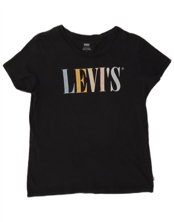 Levi's Dame Grafisk T-Shirt Top UK 14 Medium Sort