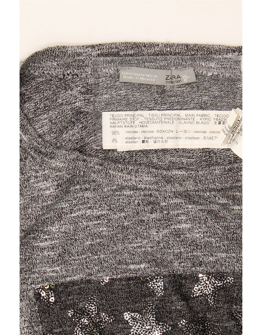Zara Dametop Langærmet UK 14 Medium Grey Flecked Viscose