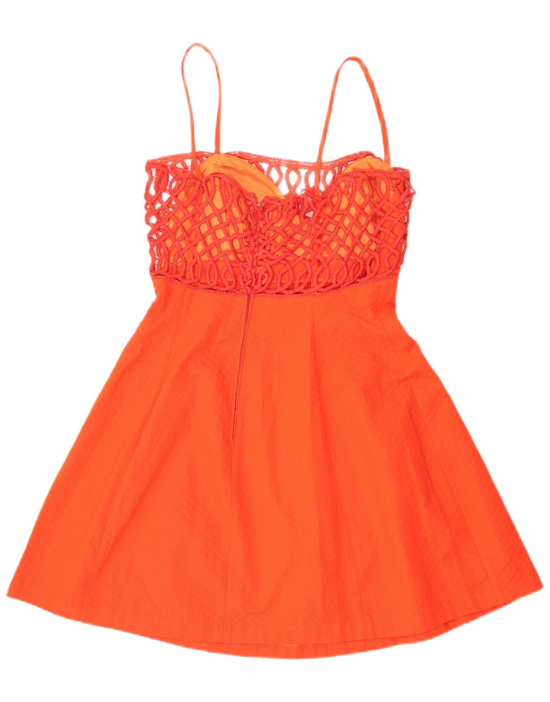 VINTAGE Womens Sleeveless A-Line Dress IT 44 Medium Orange Cotton
