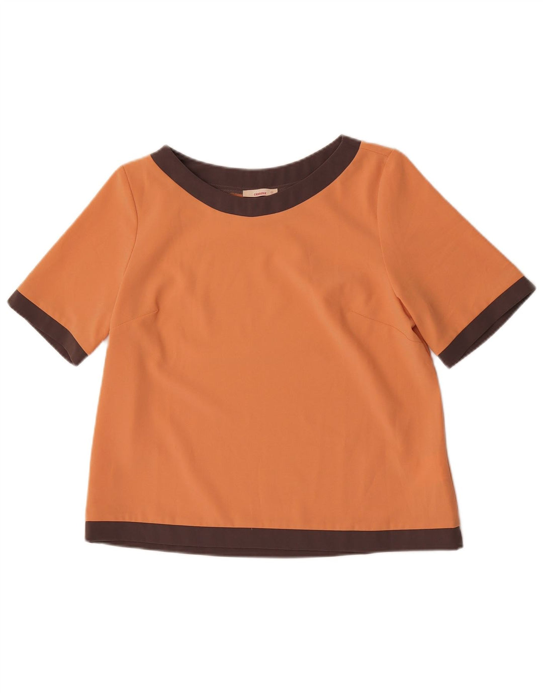 Carrera Womens Crop Bluse Top UK 10 Small Orange Colourblock Polyester