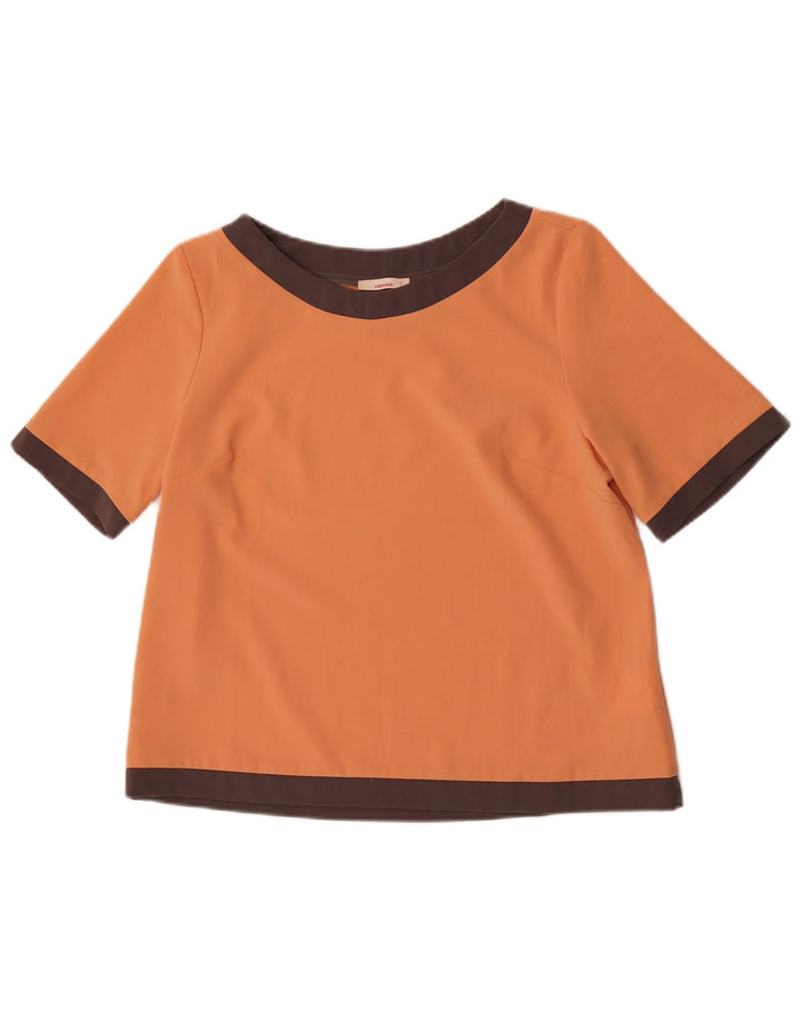 Carrera Womens Crop Bluse Top UK 10 Small Orange Colourblock Polyester
