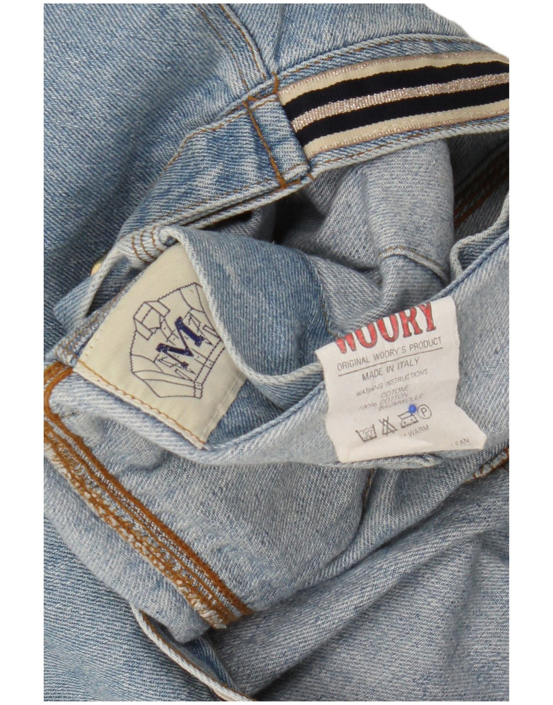 Vintage denimjakke til kvinder med grafisk beskæring UK 14 Medium Blue Cotton