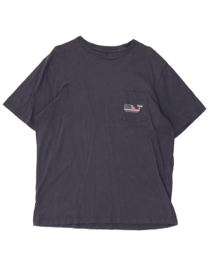 Vineyard Vines Herre USA Grafisk T-Shirt Top Medium Marineblå Bomuld
