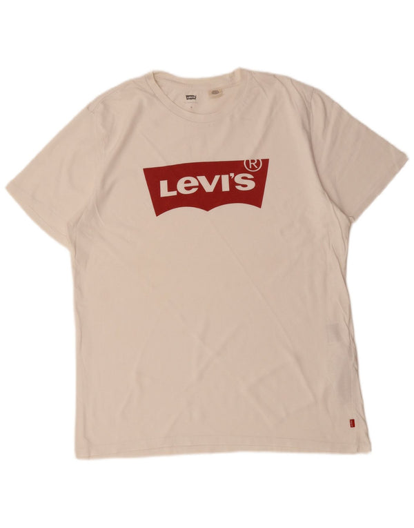 LEVI'S Herre grafisk T-shirt Top Medium Off White Bomuld