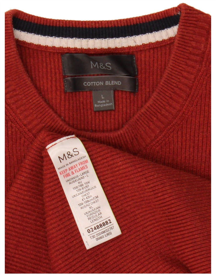Marks & Spencer Herre sweater med rund hals, stor orange polyester