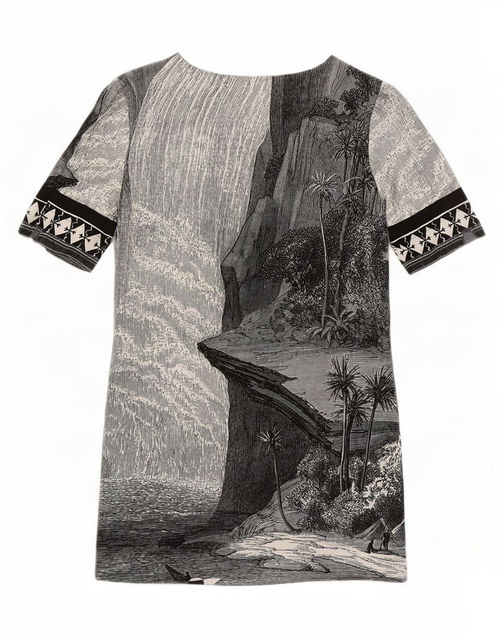 Desigual Dame Hawaiian Graphic Shift Kjole EU 38 Medium Grå Geometrisk