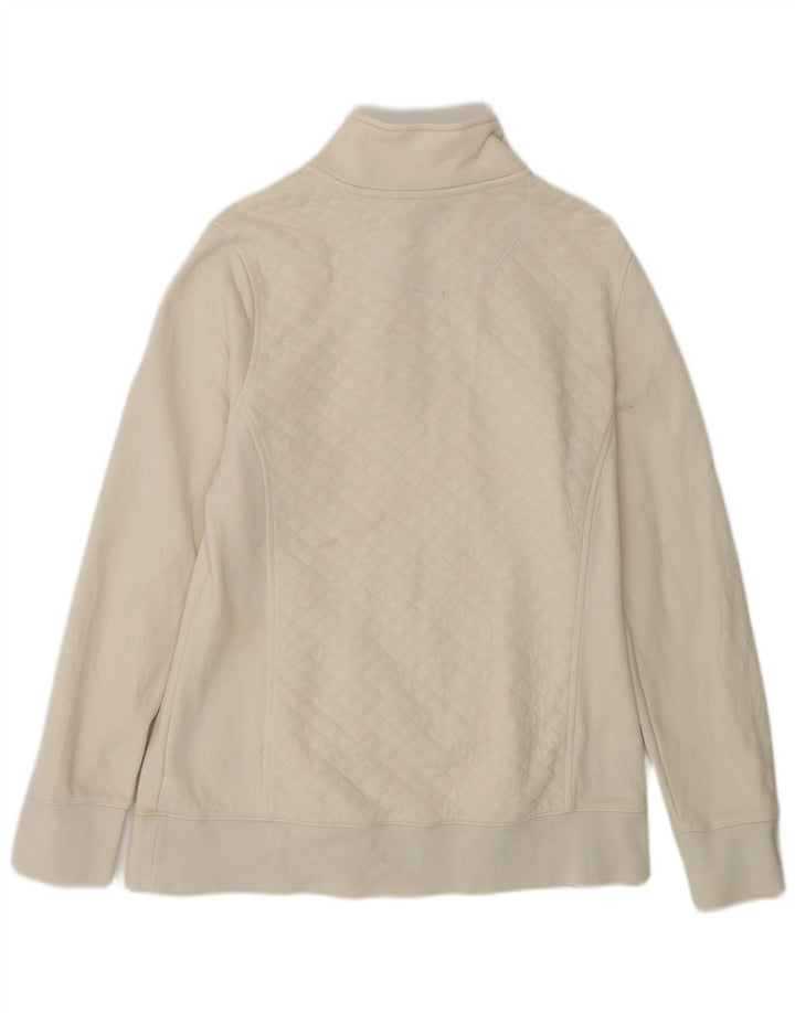 L.L.Bean Dame Oversized Zip Neck Sweatshirt Jumper UK 10 Small White