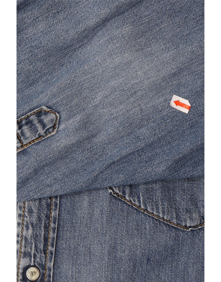 LEE Mens Denim Shirt Medium Blue Cotton