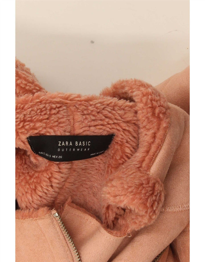 Zara Sherpa-jakke til kvinder UK 10 Small Pink Polyester