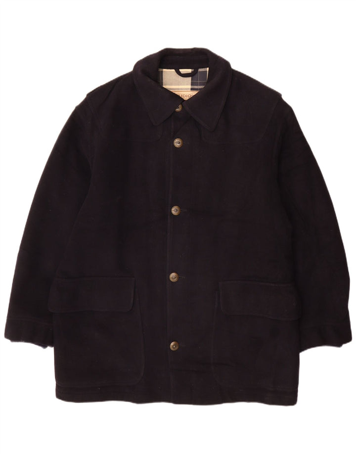 Ferre Herre Overfrakke IT 50 Large Navy Blue Virgin Wool