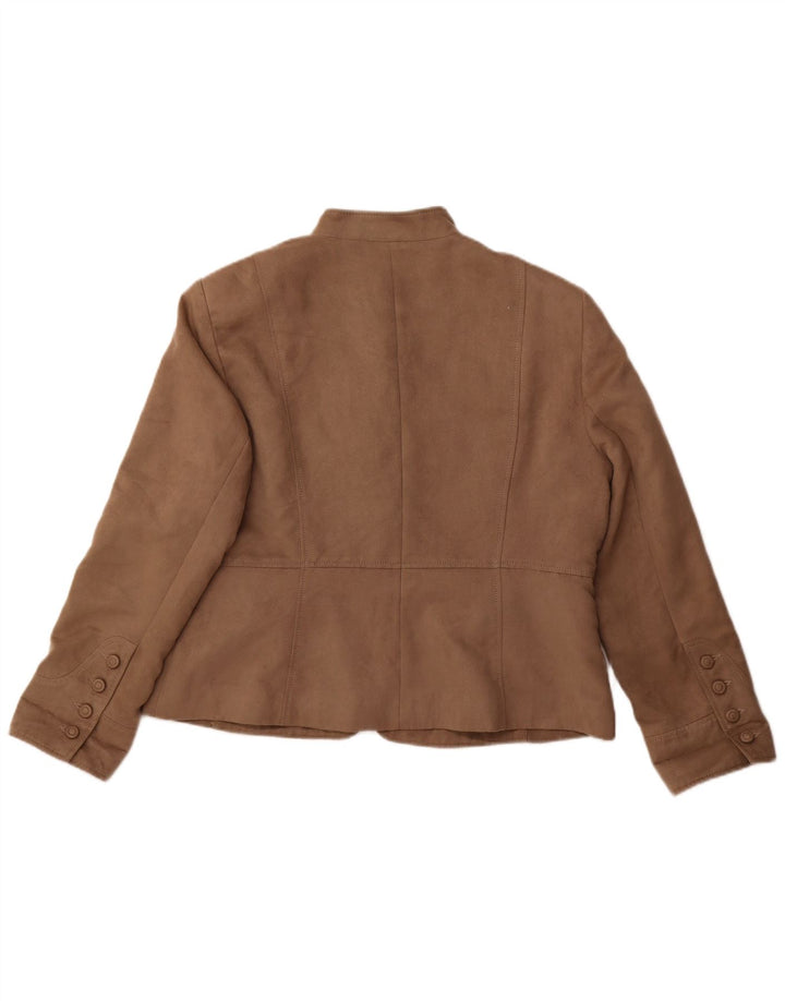 M&Co Dame blazerjakke med 6 knapper i imiteret læder UK 20 2XL Beige Polyester