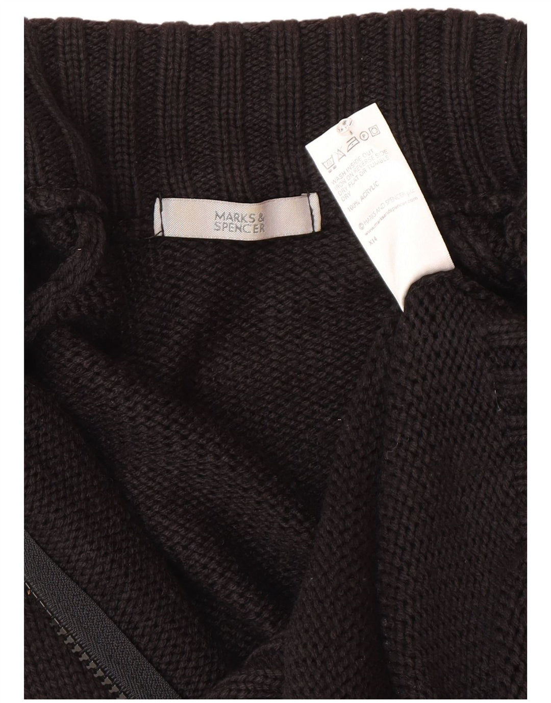 Marks & Spencer Dame Cardigan Sweater UK 14 Medium Sort Akryl