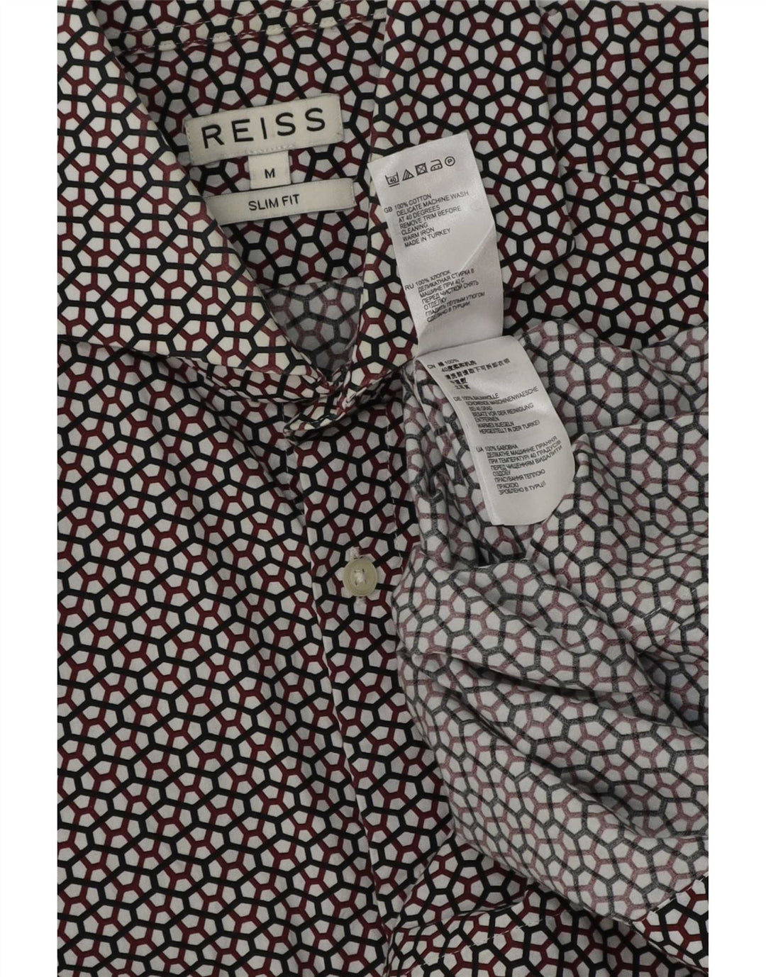 Reiss Herre Slim Fit skjorte Medium Flerfarvet geometrisk bomuld