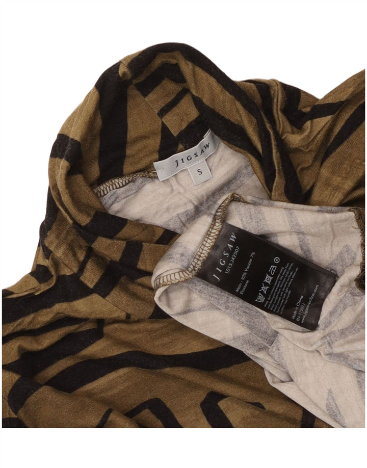 Jigsaw Womens Top Langærmet UK 10 Small Brown Geometric Viscose