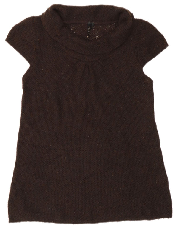 Topshop Dame Kortærmet Rullehals Sweater UK 10 Lille Brun