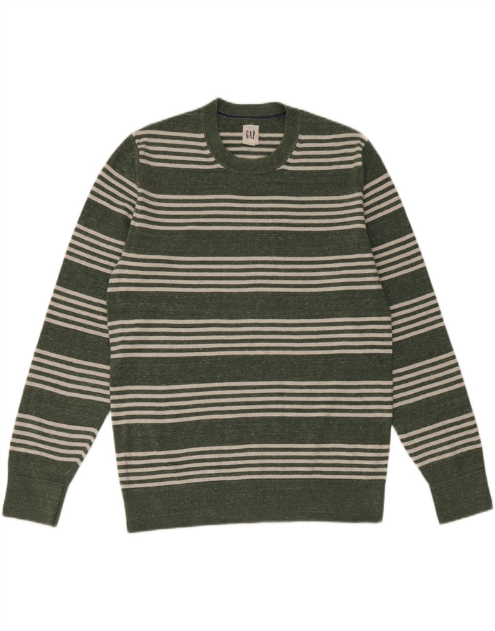Gap Herre Crew Neck Jumper Sweater lille grøn stribet bomuld