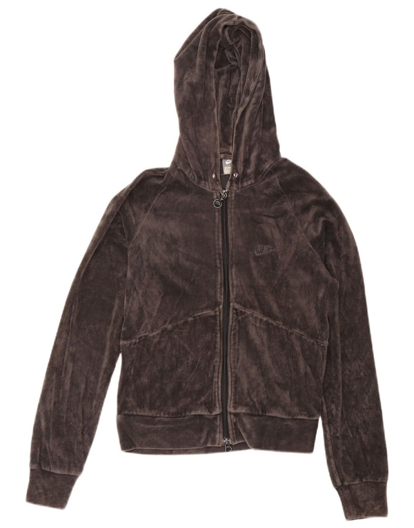 Nike Dame Velour Hættetrøje Sweater UK 10/12 Medium Grey Bomuld