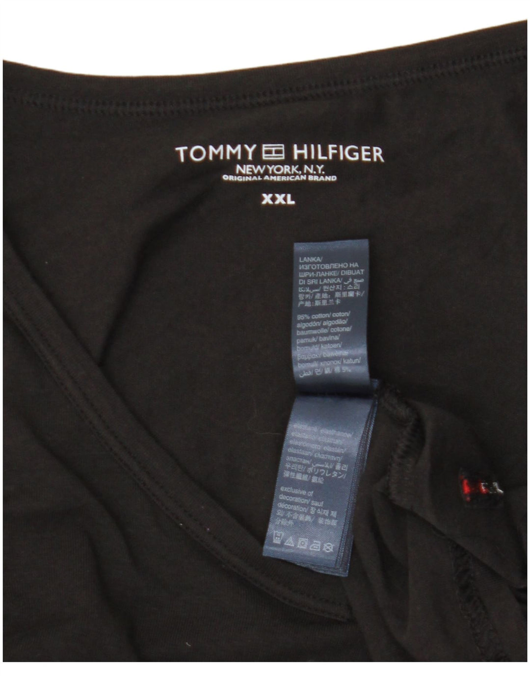 Tommy Hilfiger Herre T-Shirt Top 2XL Sort Bomuld