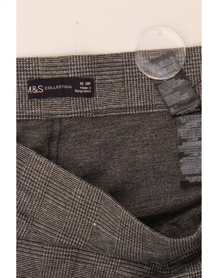 MARKS & SPENCER Womens Casual Trousers UK 16 Large W34 L24 Grey Check Vintage Marks & Spencer and Second-Hand Marks & Spencer from Messina Hembry 
