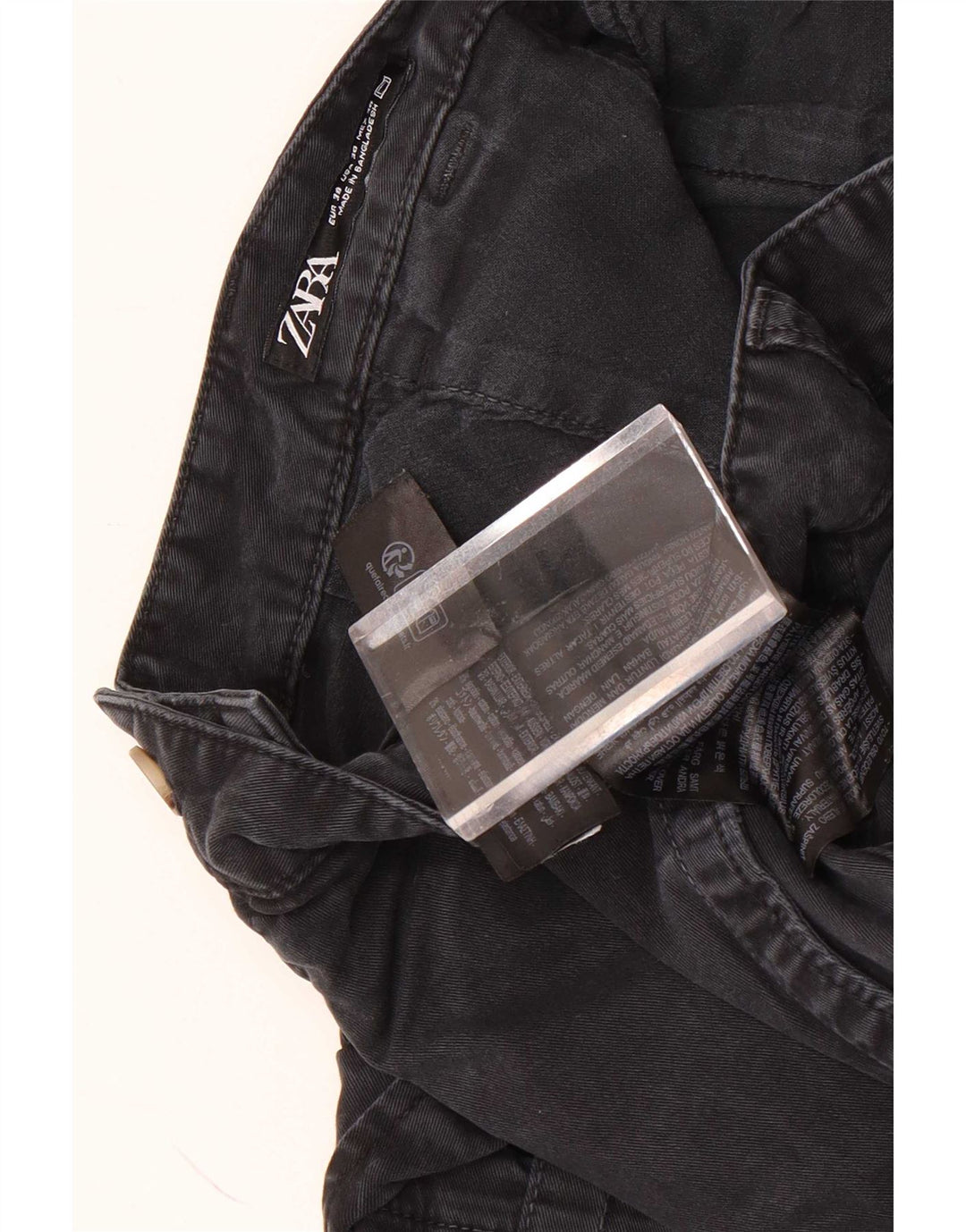 Zara Herre Slim Cargo Bukser EU 38 Small W30 L29 Sort Bomuld