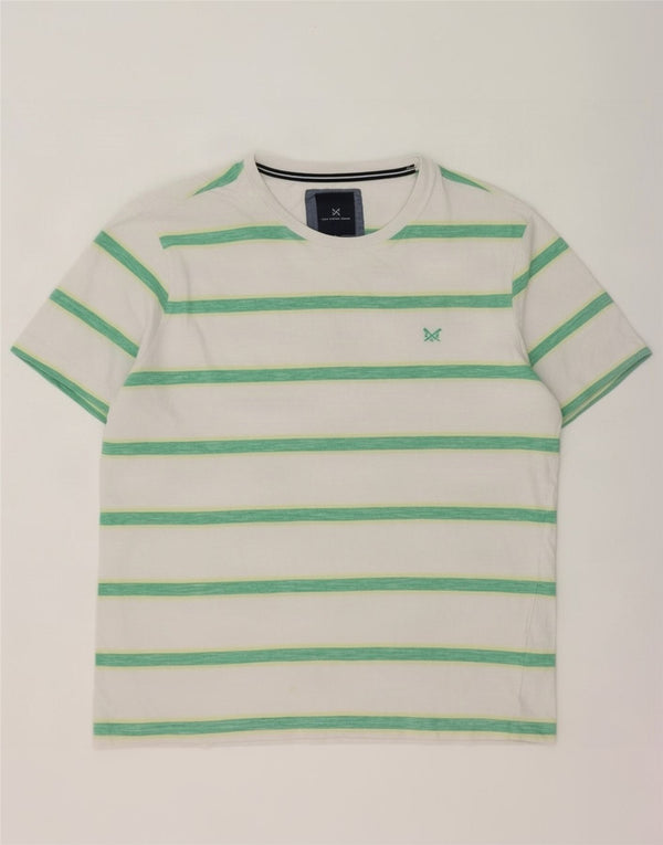 Crew Clothing Herre T-Shirt Top Stor hvid stribet bomuld
