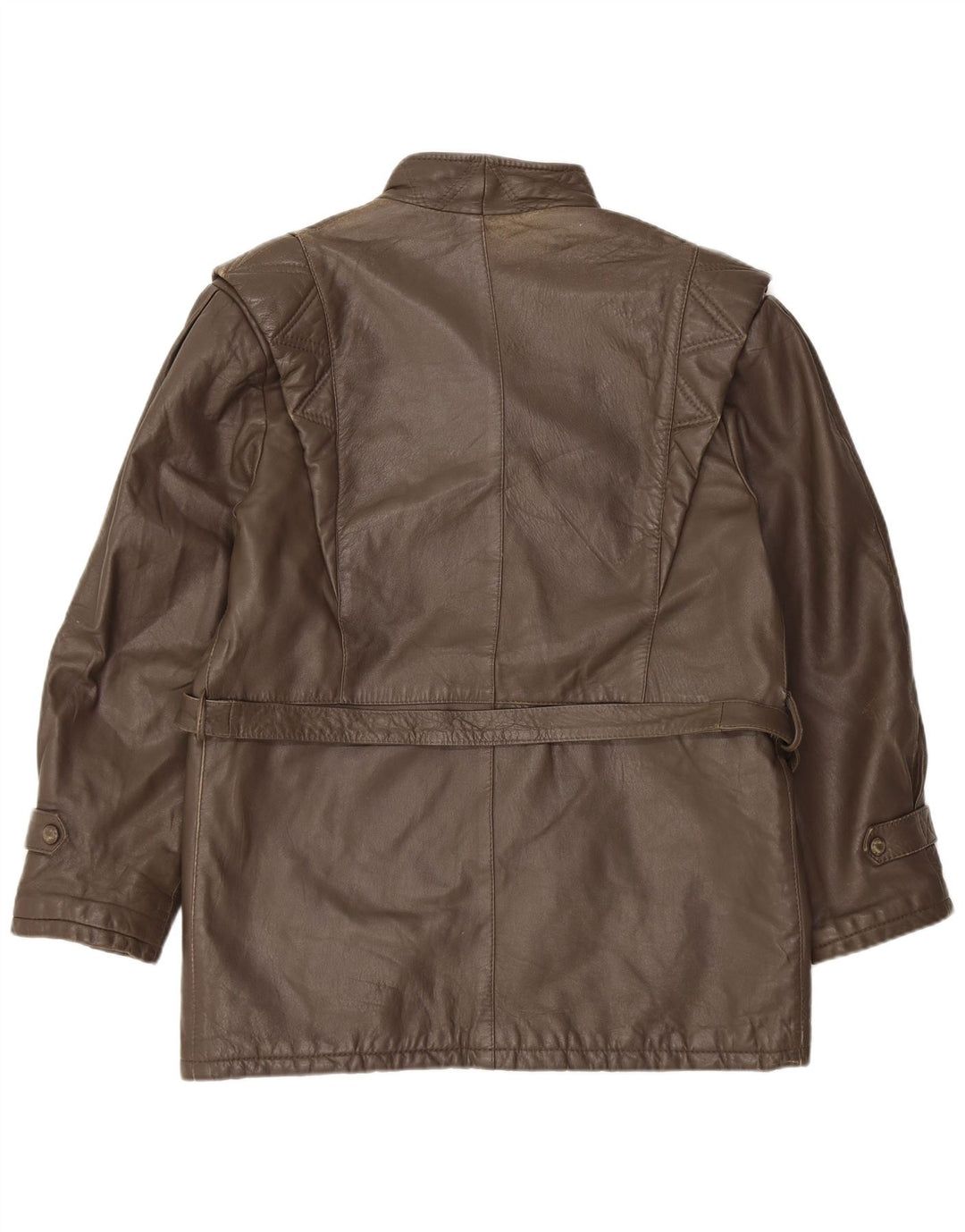 VINTAGE Womens Leather Jacket IT 48 XL Brown Leather