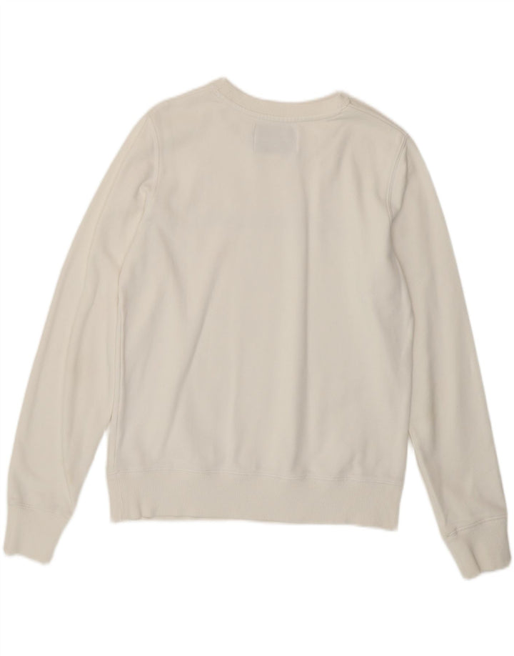 CALVIN KLEIN JEANS Womens Graphic Sweatshirt Jumper UK 10 Small White Vintage Calvin Klein Jeans and Second-Hand Calvin Klein Jeans from Messina Hembry 