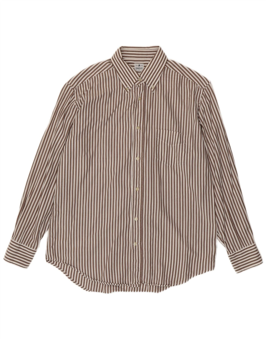 Danolis Herreskjorte str. 44 17 1/2 XL Brunstribet bomuld