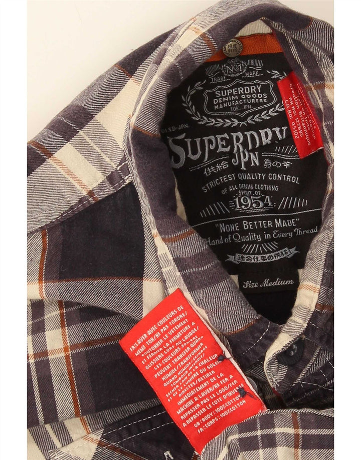 Superdry Flanelskjorte til mænd Medium Navyblå Plaid Bomuld