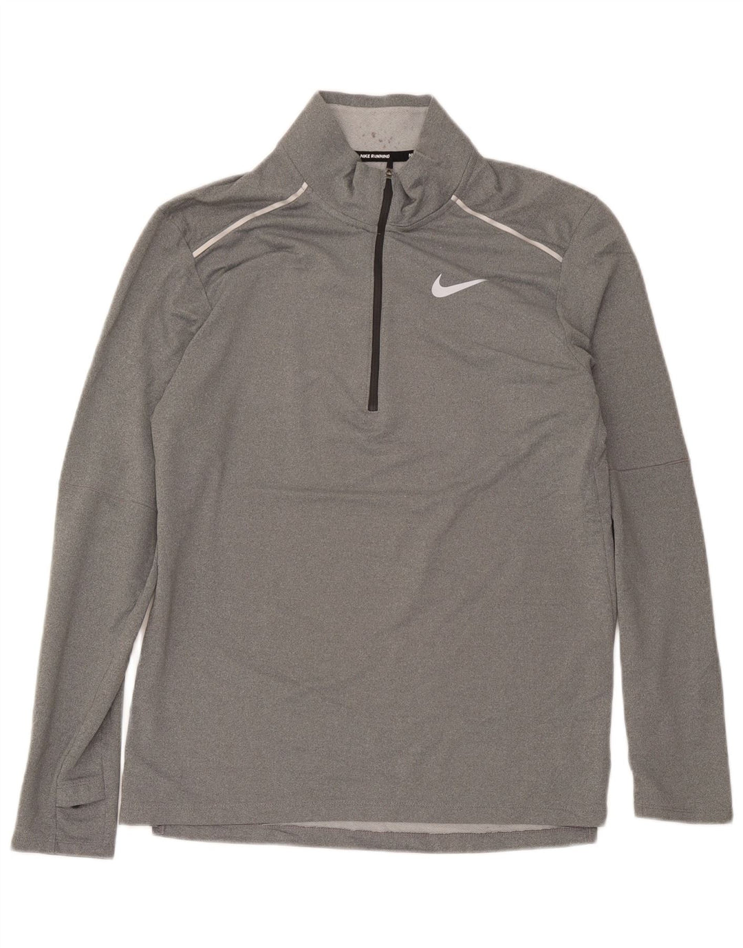 Nike Herre Dri Fit Top med lynlås og langærmet mellemgrå polyester