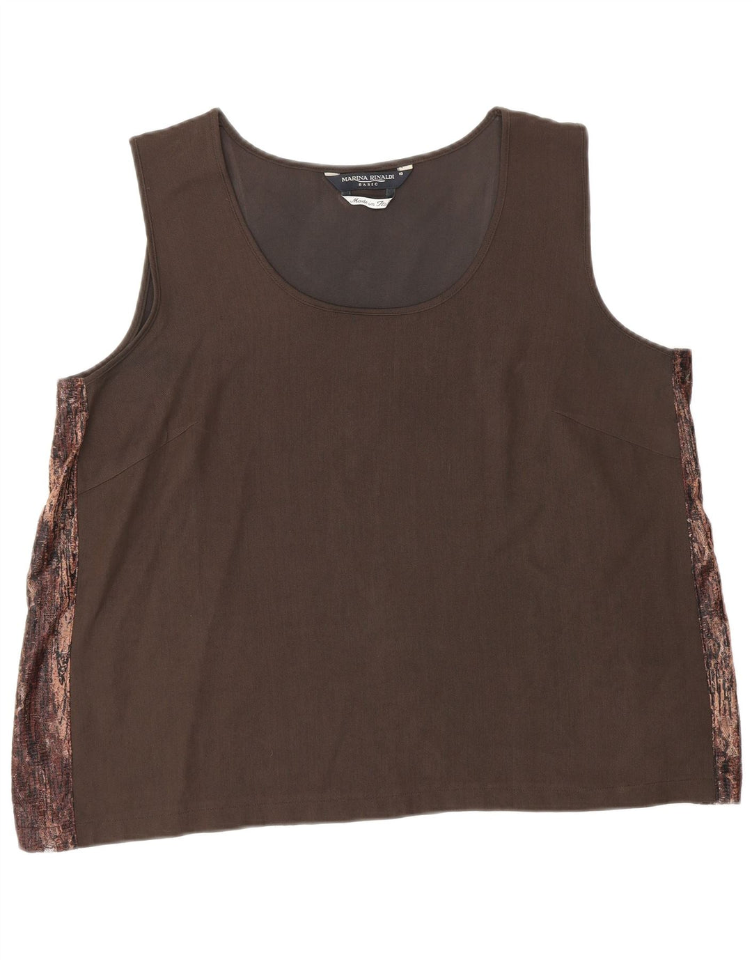 Marina Rinaldi Dame ærmeløs bluse Top Størrelse 19 Small Brown Colourblock