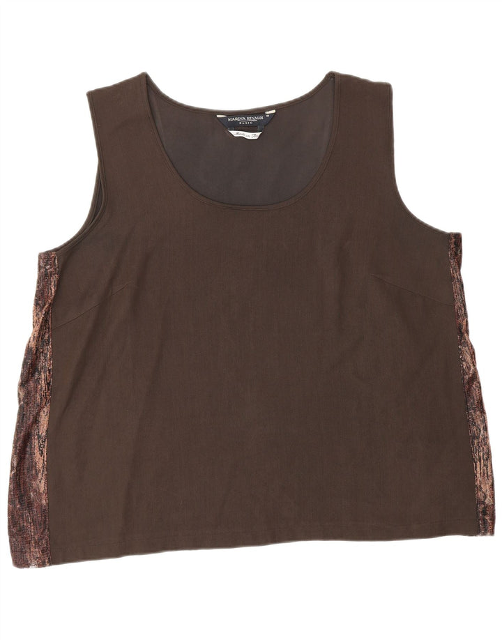Marina Rinaldi Dame ærmeløs bluse Top Størrelse 19 Small Brown Colourblock