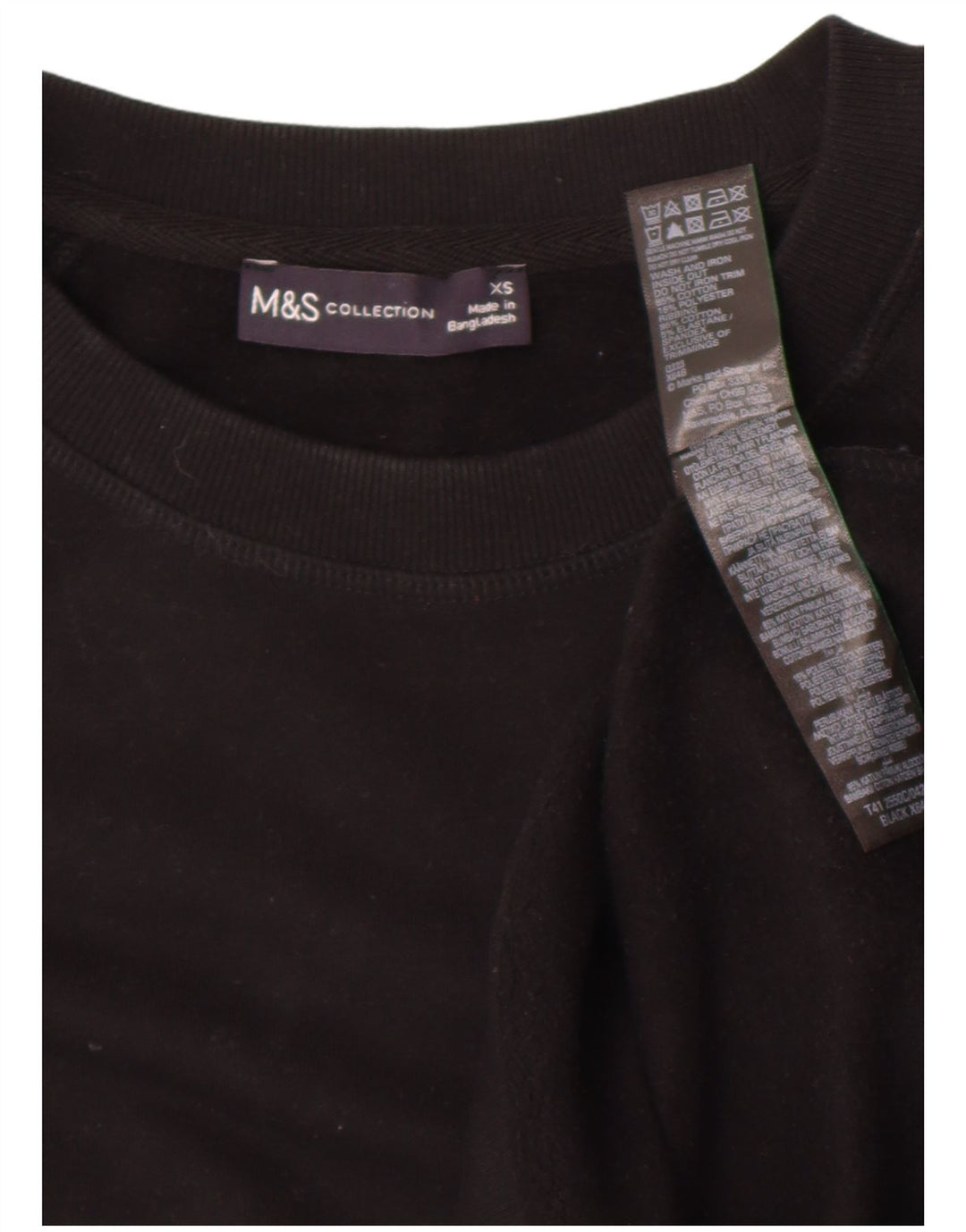 Marks & Spencer Dame Oversized Sweatshirt Jumper UK 6 XS Sort Bomuld