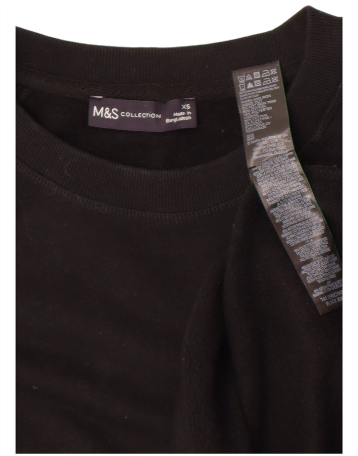 Marks & Spencer Dame Oversized Sweatshirt Jumper UK 6 XS Sort Bomuld