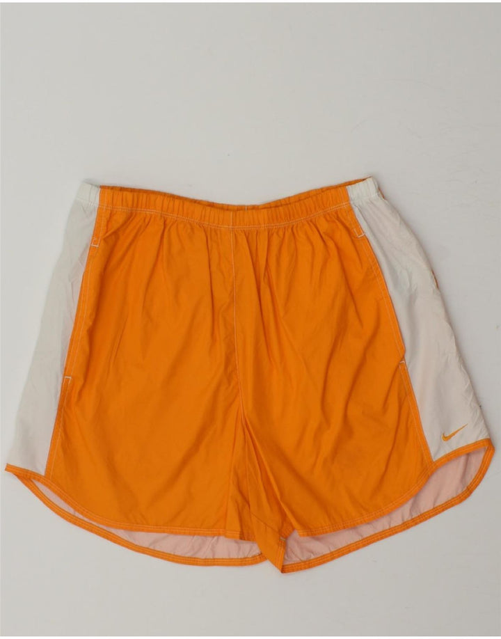 NIKE Womens Sport Shorts US 12/14 Large  Orange Colourblock Polyamide Vintage Nike and Second-Hand Nike from Messina Hembry 