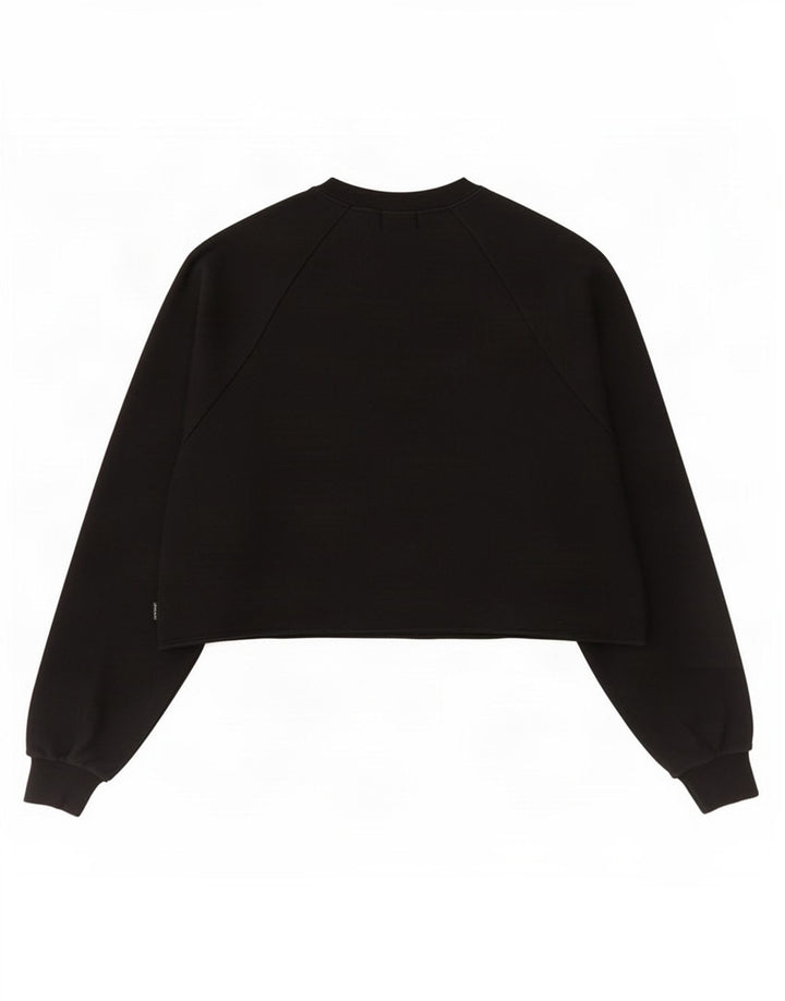 Converse Dame Oversized Graphic Crop Sweatshirt Jumper UK 10 Small Black