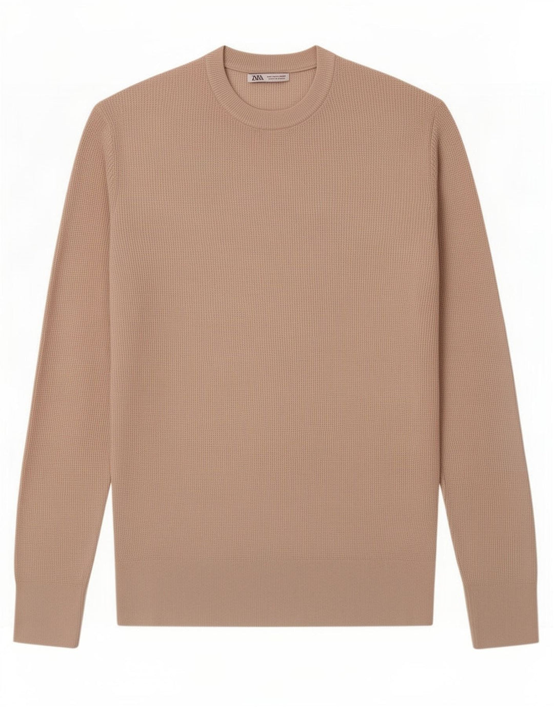 Zara Herre sweater med rund hals, medium beige