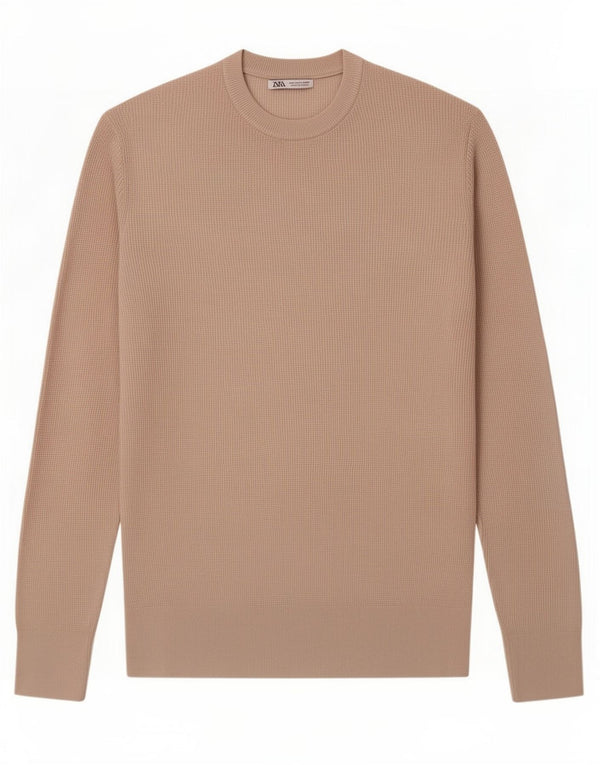 Zara Herre sweater med rund hals, medium beige