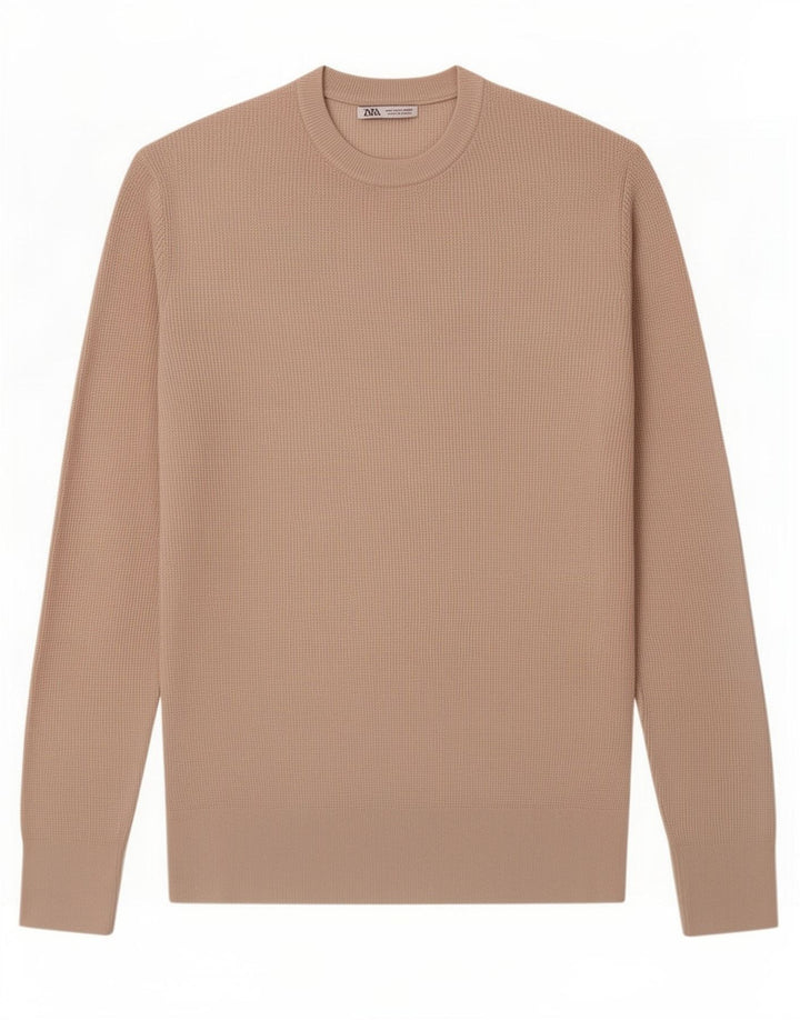 Zara Herre sweater med rund hals, medium beige